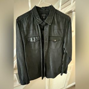 Guess Los Angeles Dress Shirt Mens Size Large Slim Fit Black